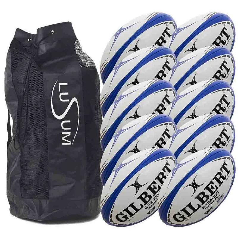 10 x Gilbert GTR4000 Trainer Rugby Ball Inc Bag