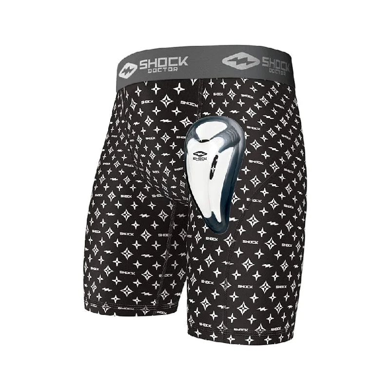 Black/White Lux Core Compression Short with Bio-Flex Cup